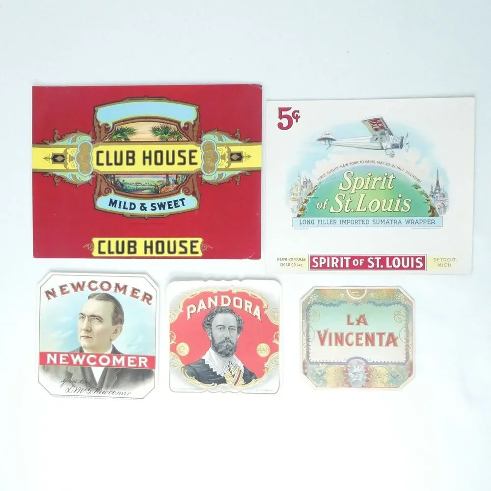 Lot of 20 Inner Cigar Box Labels Paper Spirit St Louis Yankee Girl and More